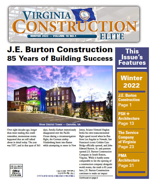 Virginia Construction Elite feature article on JE Burton Construction
